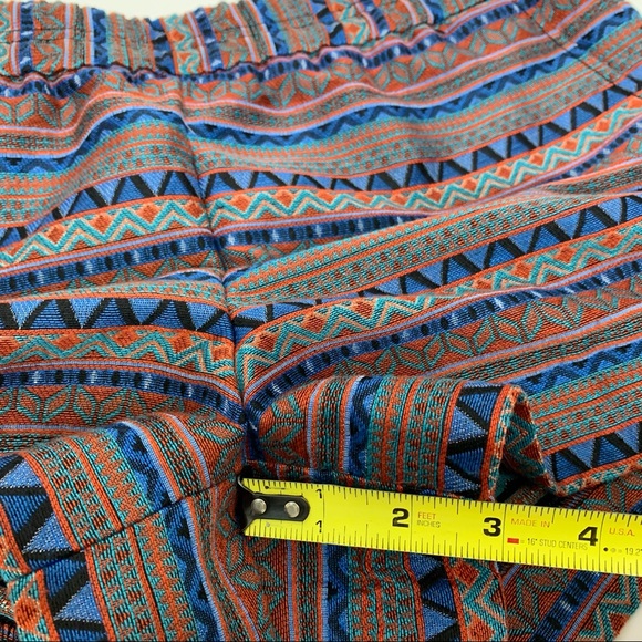 J. Crew Boho Tribal Striped Multi Thick Shorts Orange Blue Multi Like New Size 4 - Picture 13 of 13
